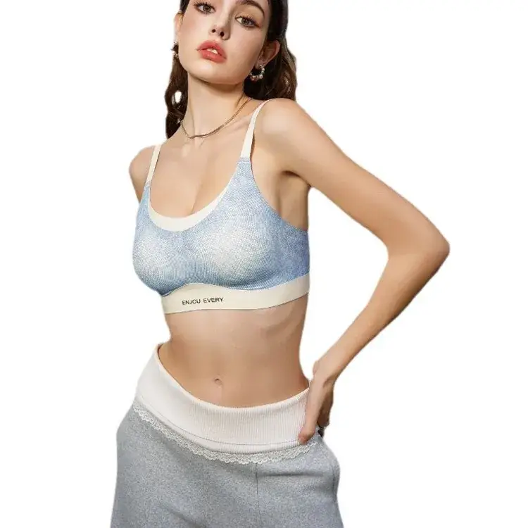 Women's Anti-Sagging Tie-Dye Vest Bra with Contrast Stitching - Image 10