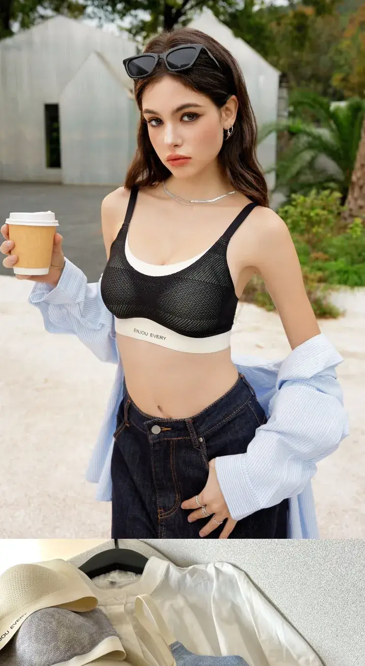 Women's Anti-Sagging Tie-Dye Vest Bra with Contrast Stitching — feature 10