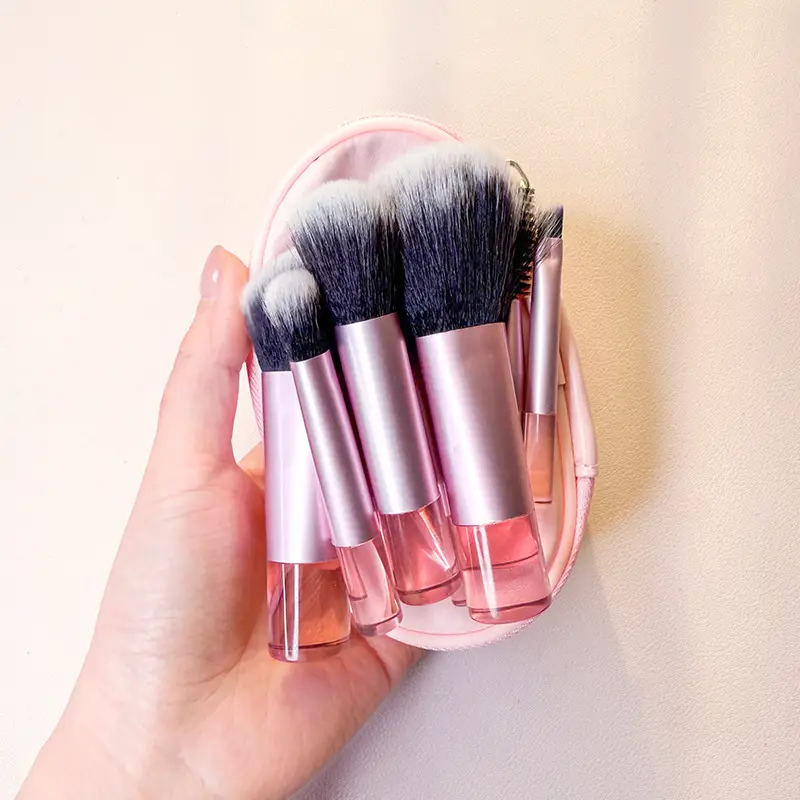 10-Piece Crystal Handle Makeup Brush Set with Blush & Powder - Image 4