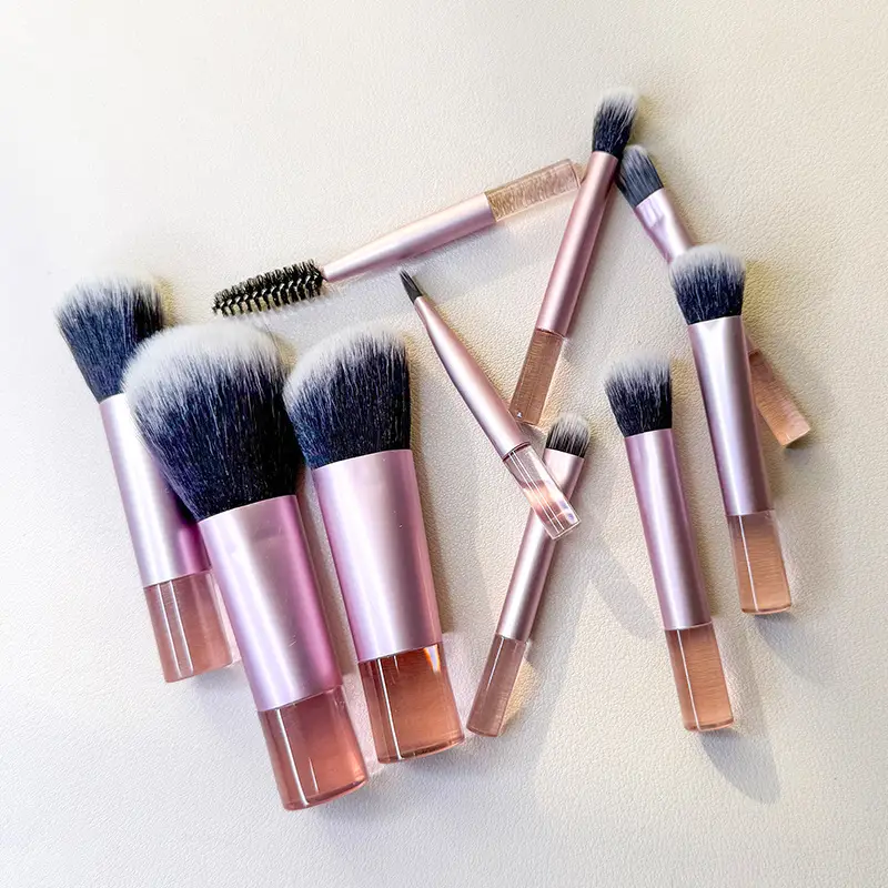 10-Piece Crystal Handle Makeup Brush Set with Blush & Powder - Image 5