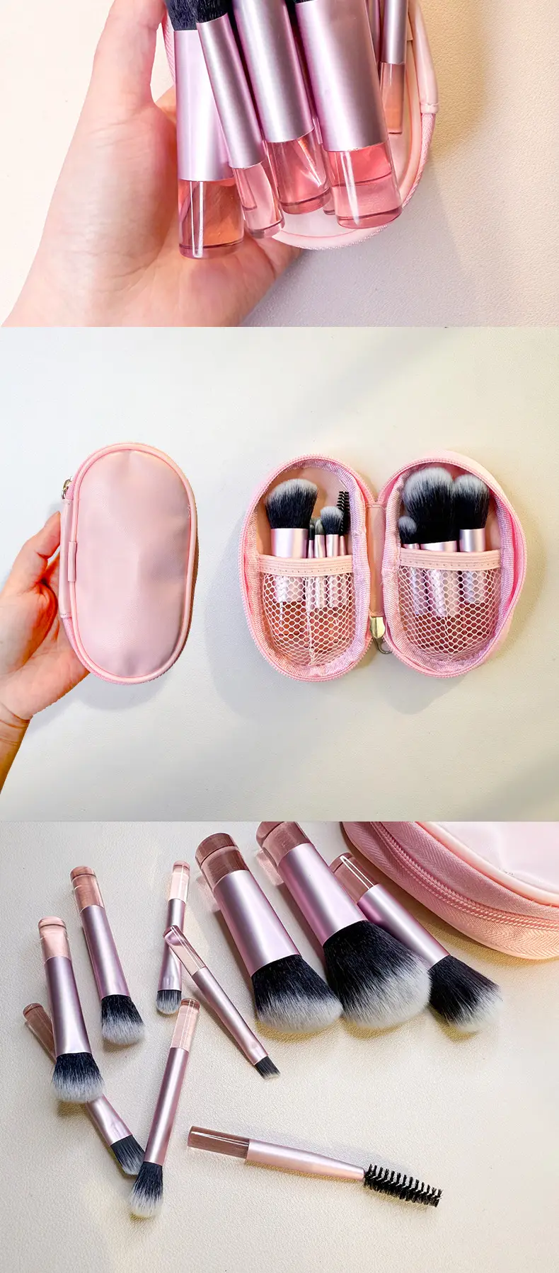 10-Piece Crystal Handle Makeup Brush Set with Blush & Powder β feature 6
