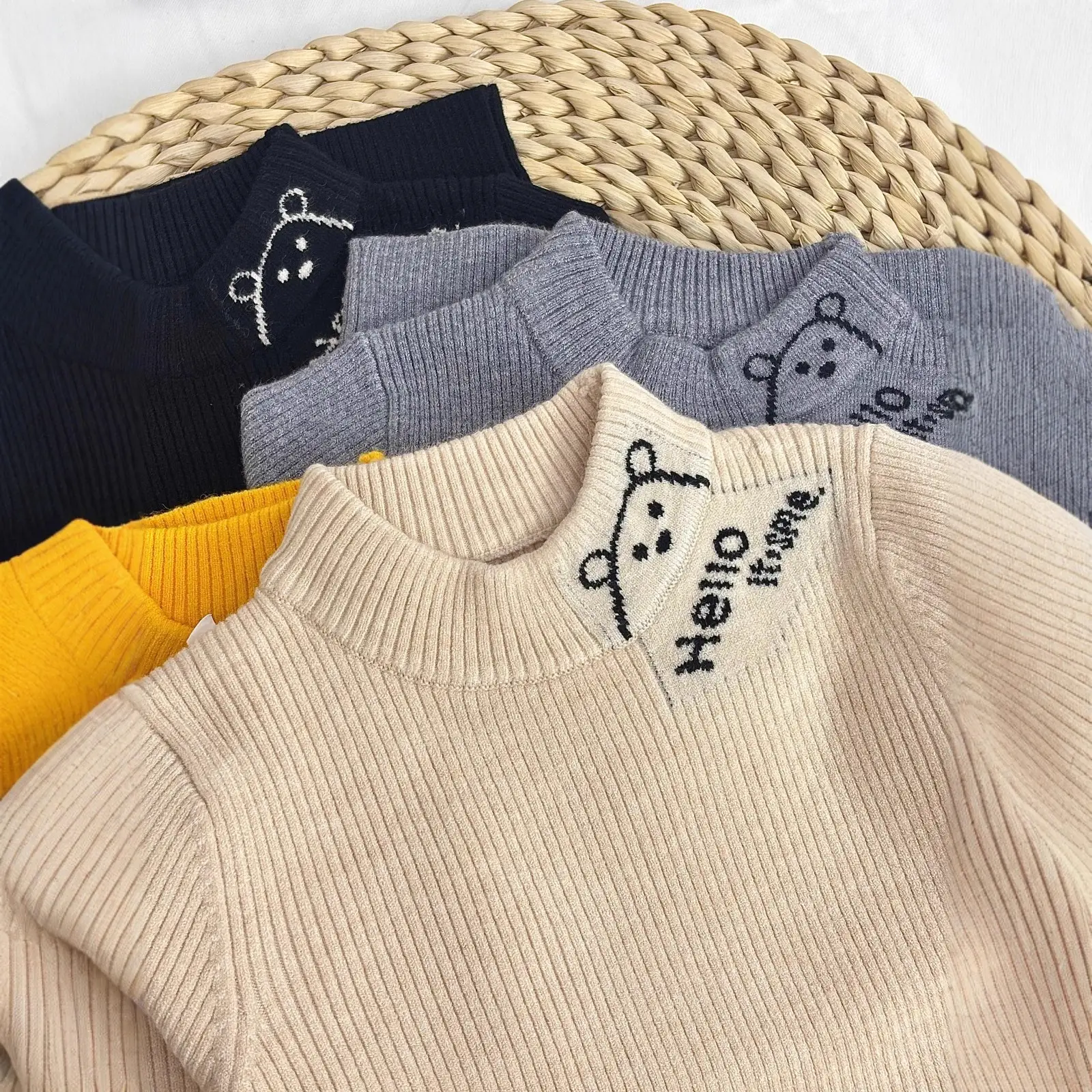 Boys Knit Winter Sweater White Yellow Grey Blue Medium Large