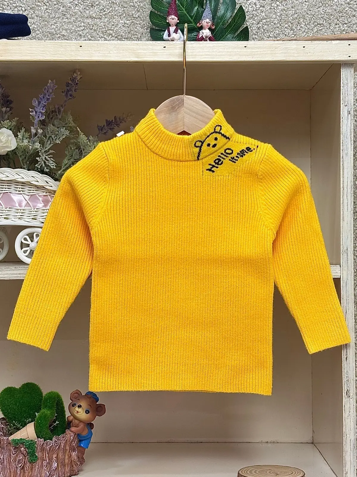 Boys Knit Winter Sweater White Yellow Grey Blue Medium Large — feature 17