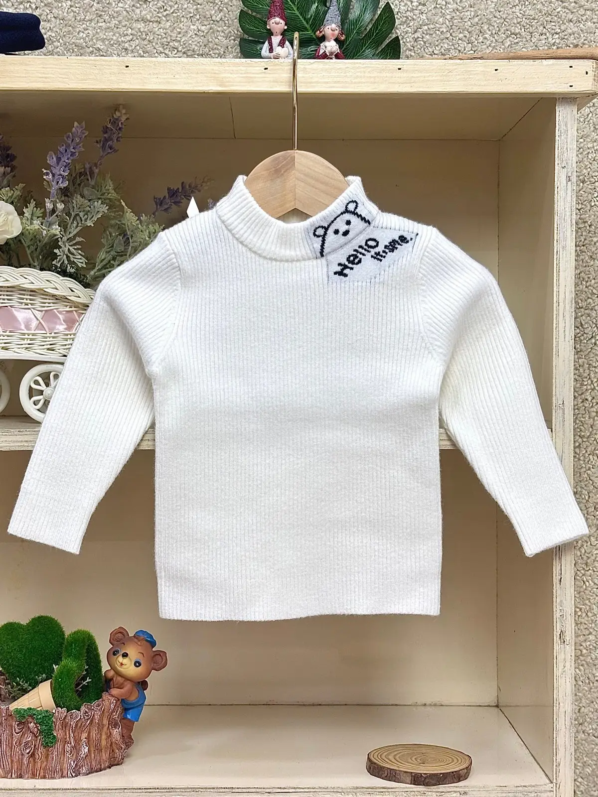 Boys Knit Winter Sweater White Yellow Grey Blue Medium Large — feature 18