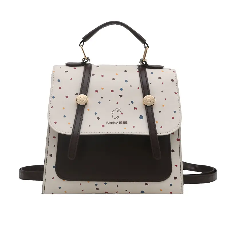 Women's Colorful Wave Dot Shoulder Bag with Detachable Strap