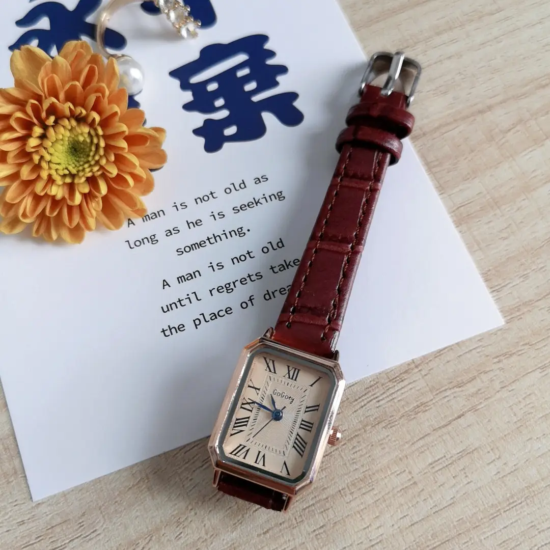 Small Square Quartz Watch for Women White Leather Belt - Image 6
