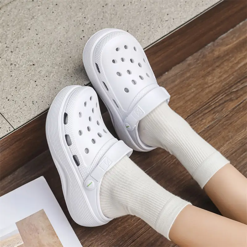 Croc Shoes Women's Outer Wear Summer Non-Slip Breathable Toe-Toe Slippers Eva Non-Slip Sole Wear-Resistant High-Bottom Beach Shoes - Image 7