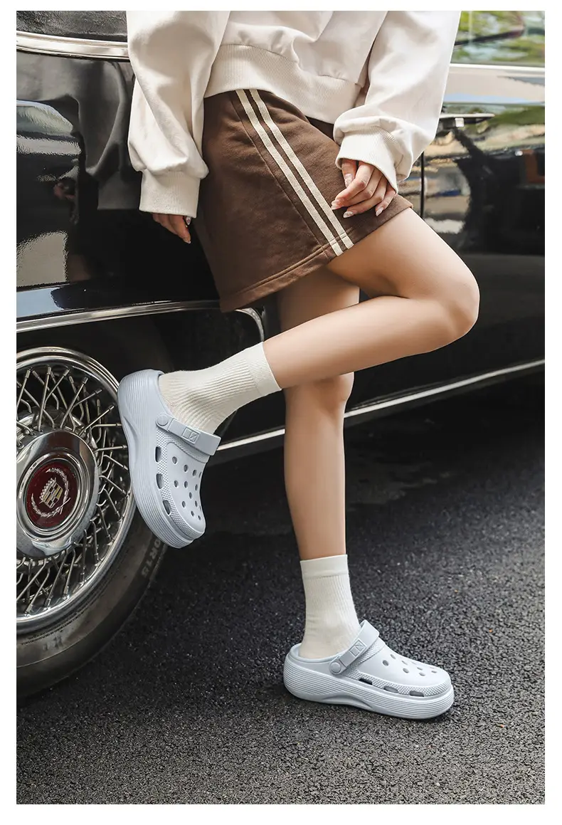 Croc Shoes Women's Outer Wear Summer Non-Slip Breathable Toe-Toe Slippers Eva Non-Slip Sole Wear-Resistant High-Bottom Beach Shoes — feature 12