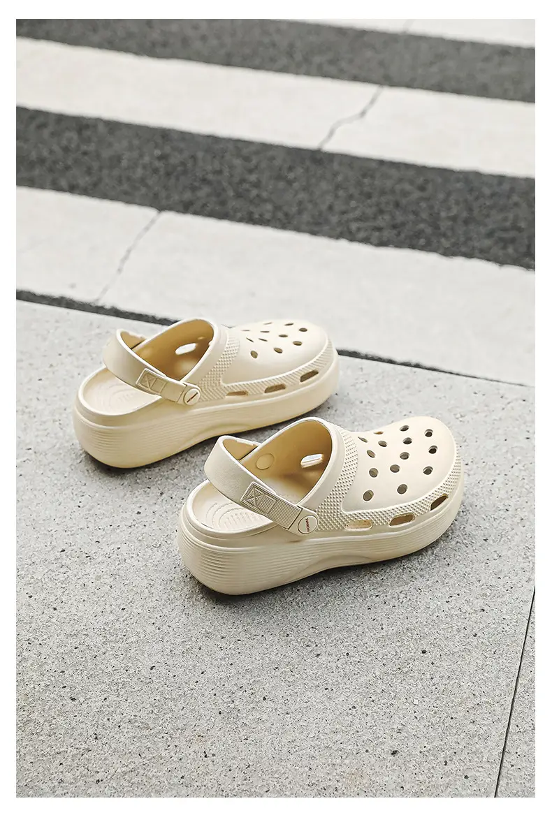 Croc Shoes Women's Outer Wear Summer Non-Slip Breathable Toe-Toe Slippers Eva Non-Slip Sole Wear-Resistant High-Bottom Beach Shoes — feature 13