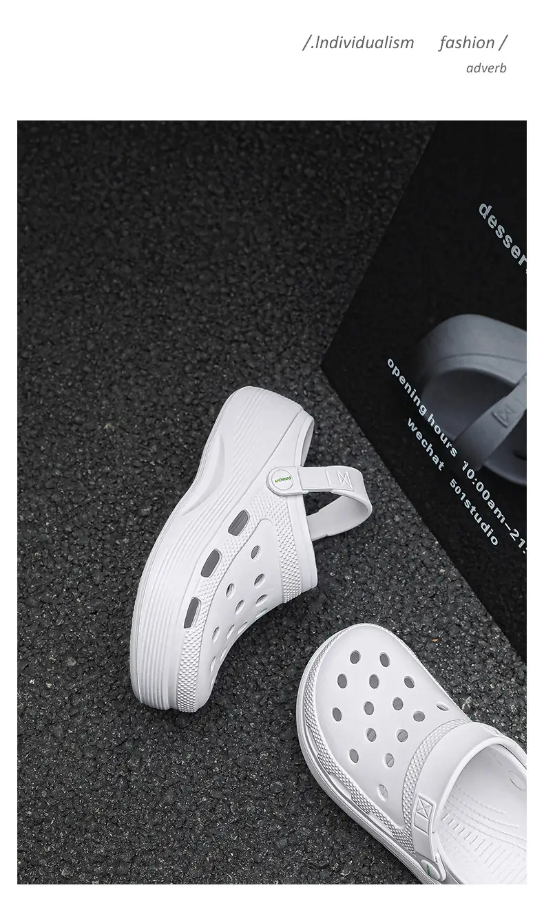 Croc Shoes Women's Outer Wear Summer Non-Slip Breathable Toe-Toe Slippers Eva Non-Slip Sole Wear-Resistant High-Bottom Beach Shoes — feature 14