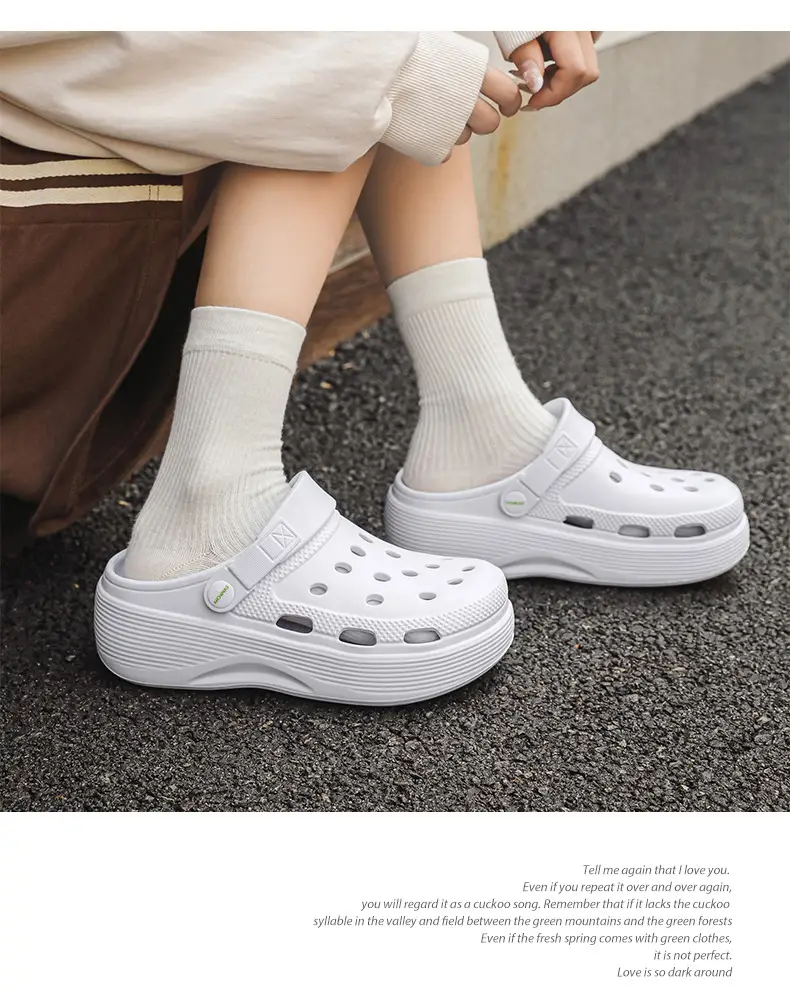 Croc Shoes Women's Outer Wear Summer Non-Slip Breathable Toe-Toe Slippers Eva Non-Slip Sole Wear-Resistant High-Bottom Beach Shoes — feature 16