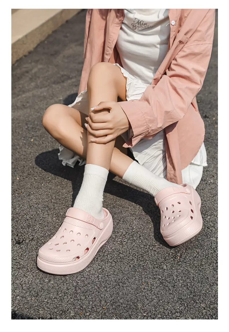 Croc Shoes Women's Outer Wear Summer Non-Slip Breathable Toe-Toe Slippers Eva Non-Slip Sole Wear-Resistant High-Bottom Beach Shoes — feature 20