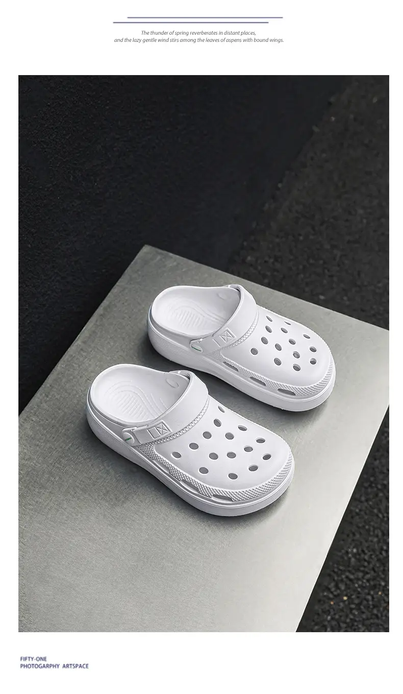 Croc Shoes Women's Outer Wear Summer Non-Slip Breathable Toe-Toe Slippers Eva Non-Slip Sole Wear-Resistant High-Bottom Beach Shoes — feature 21