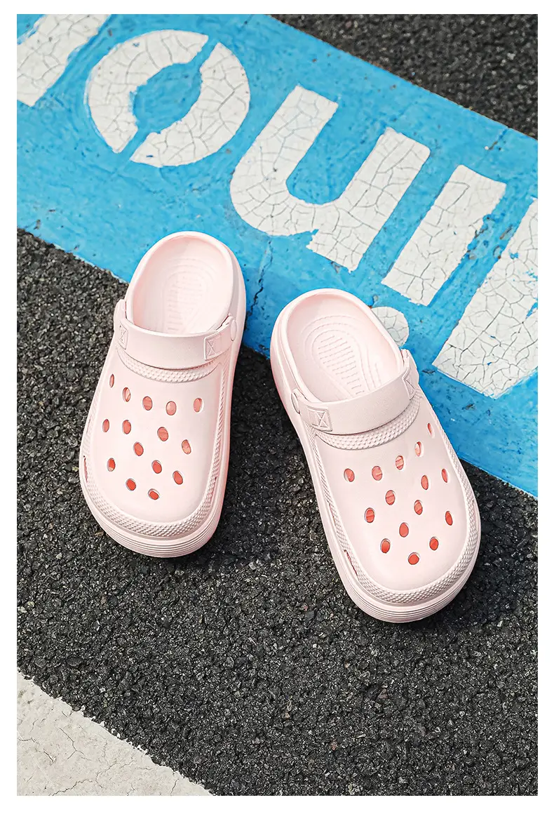 Croc Shoes Women's Outer Wear Summer Non-Slip Breathable Toe-Toe Slippers Eva Non-Slip Sole Wear-Resistant High-Bottom Beach Shoes — feature 25