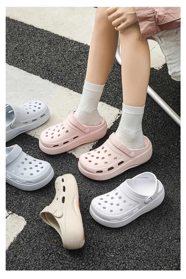 Croc Shoes Women's Outer Wear Summer Non-Slip Breathable Toe-Toe Slippers Eva Non-Slip Sole Wear-Resistant High-Bottom Beach Shoes — feature 28