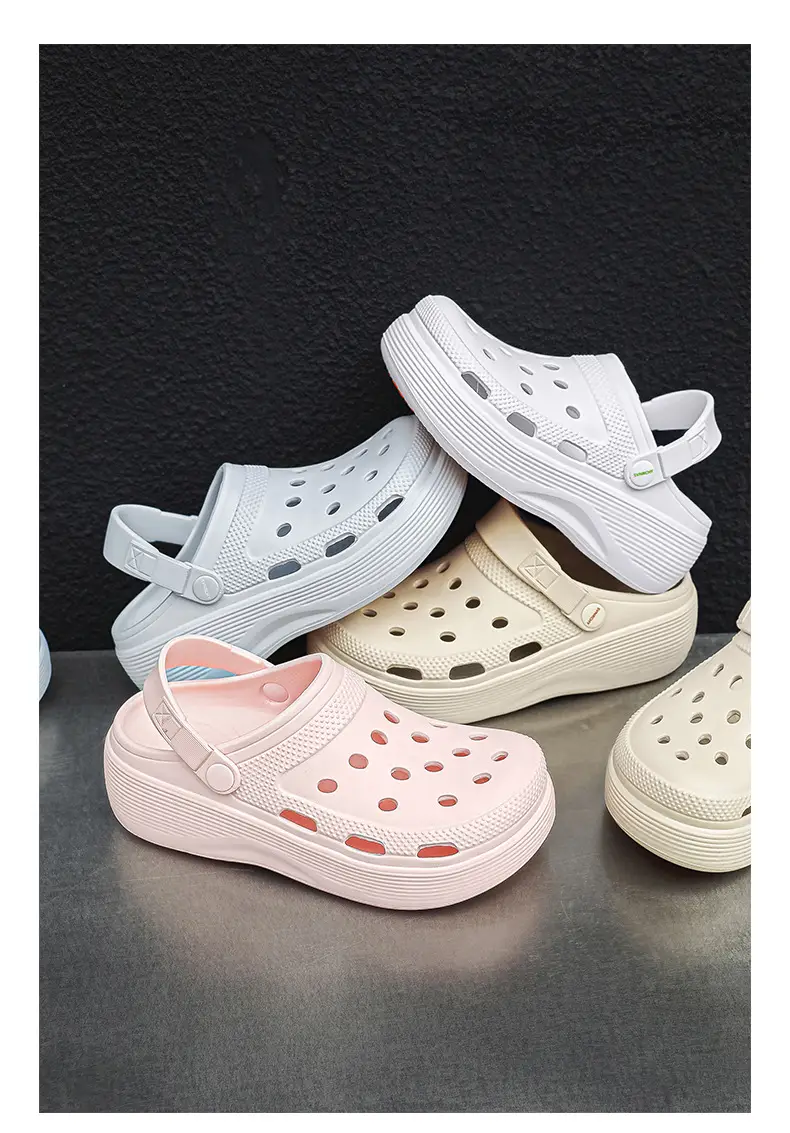 Croc Shoes Women's Outer Wear Summer Non-Slip Breathable Toe-Toe Slippers Eva Non-Slip Sole Wear-Resistant High-Bottom Beach Shoes — feature 6