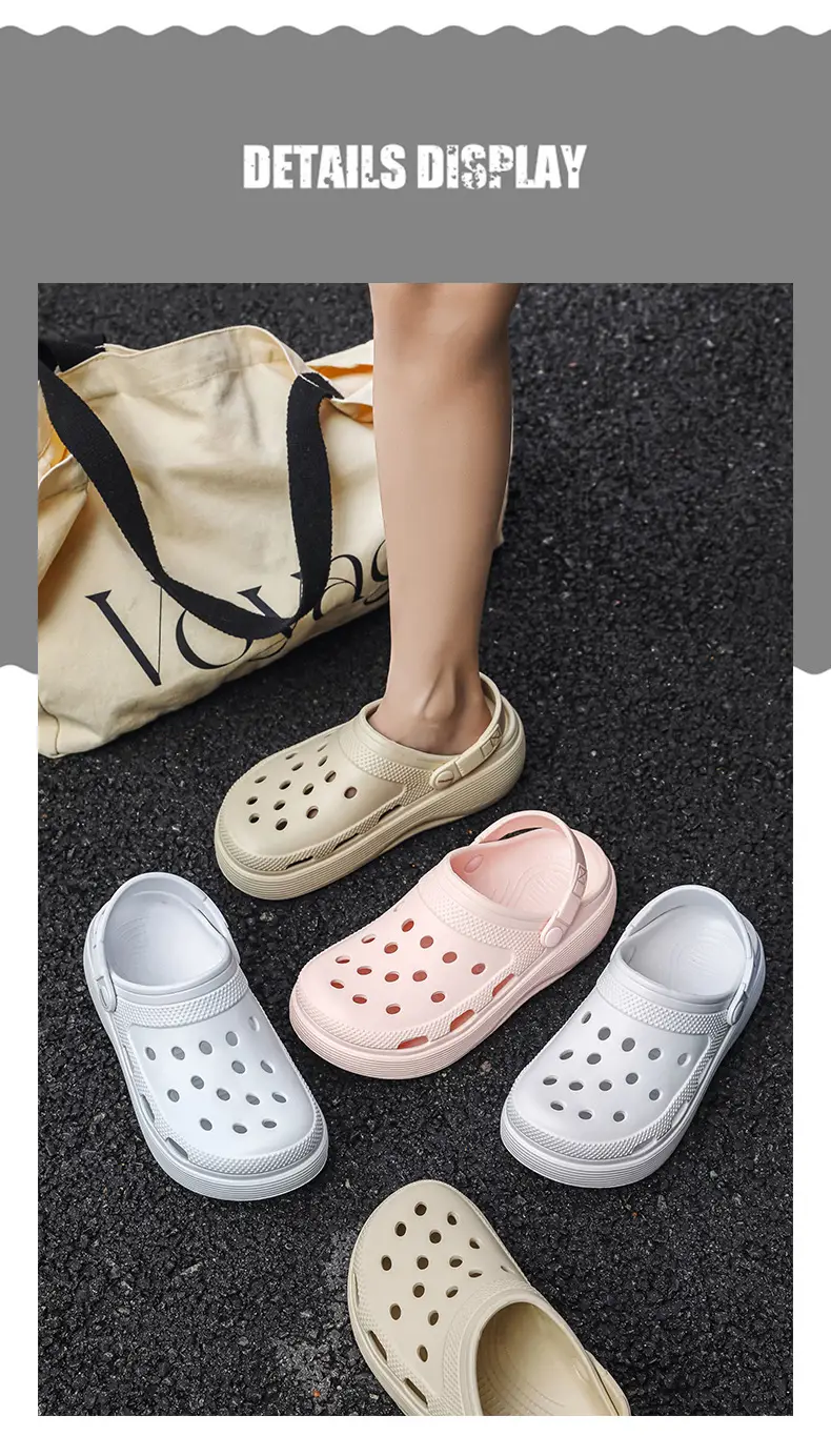 Croc Shoes Women's Outer Wear Summer Non-Slip Breathable Toe-Toe Slippers Eva Non-Slip Sole Wear-Resistant High-Bottom Beach Shoes — feature 7