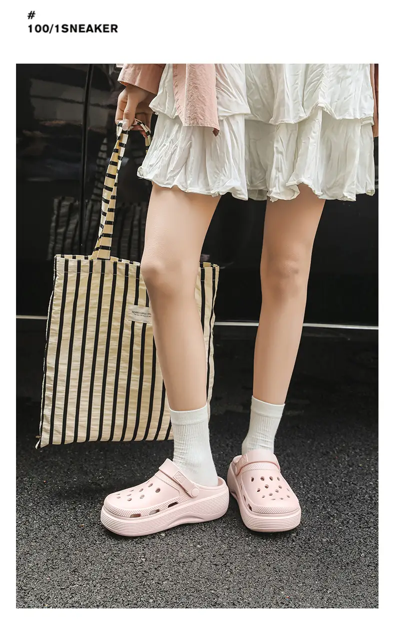 Croc Shoes Women's Outer Wear Summer Non-Slip Breathable Toe-Toe Slippers Eva Non-Slip Sole Wear-Resistant High-Bottom Beach Shoes — feature 9