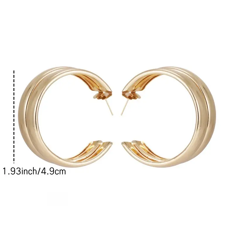 European American Cross-Country Gold Circle Earrings for Women - Image 6