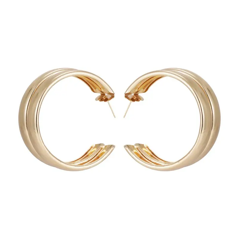 European American Cross-Country Gold Circle Earrings for Women — feature 6