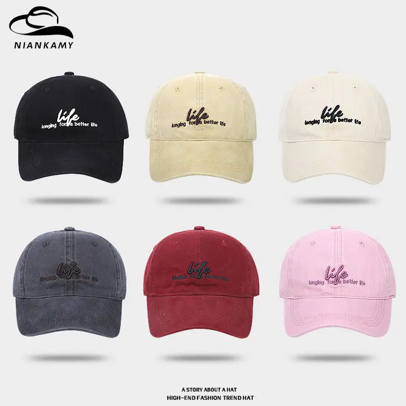 Navy Blue Retro Letter Embroidered Women's Cap - Image 8