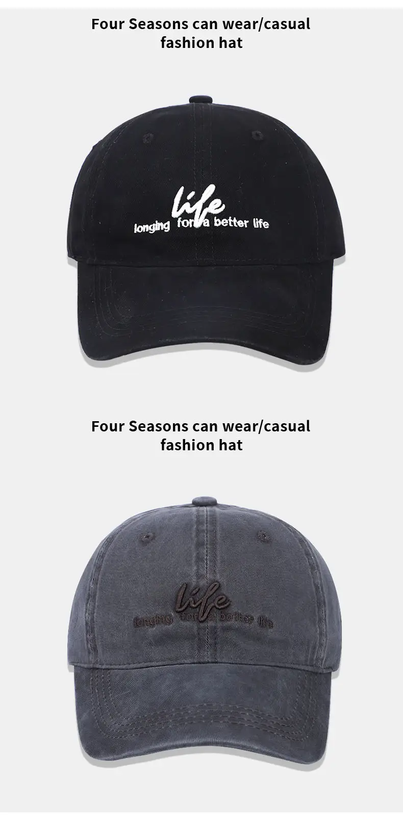 Navy Blue Retro Letter Embroidered Women's Cap — feature 13