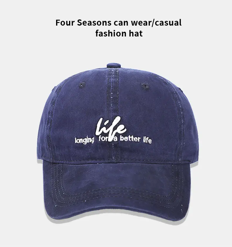Navy Blue Retro Letter Embroidered Women's Cap — feature 15