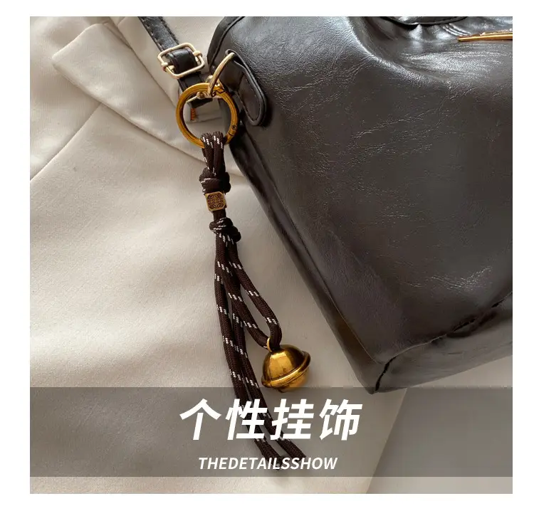 Red Leather Shoulder Bag with Gold Logo for Women — feature 5