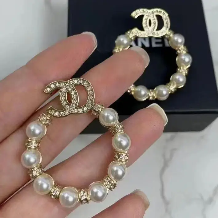 Chanel Double C Earrings Pearl 925 Silver - Image 13