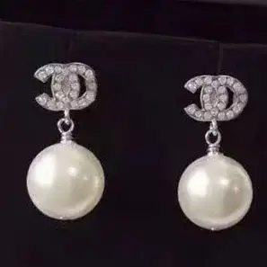 Chanel Double C Earrings Pearl 925 Silver - Image 16