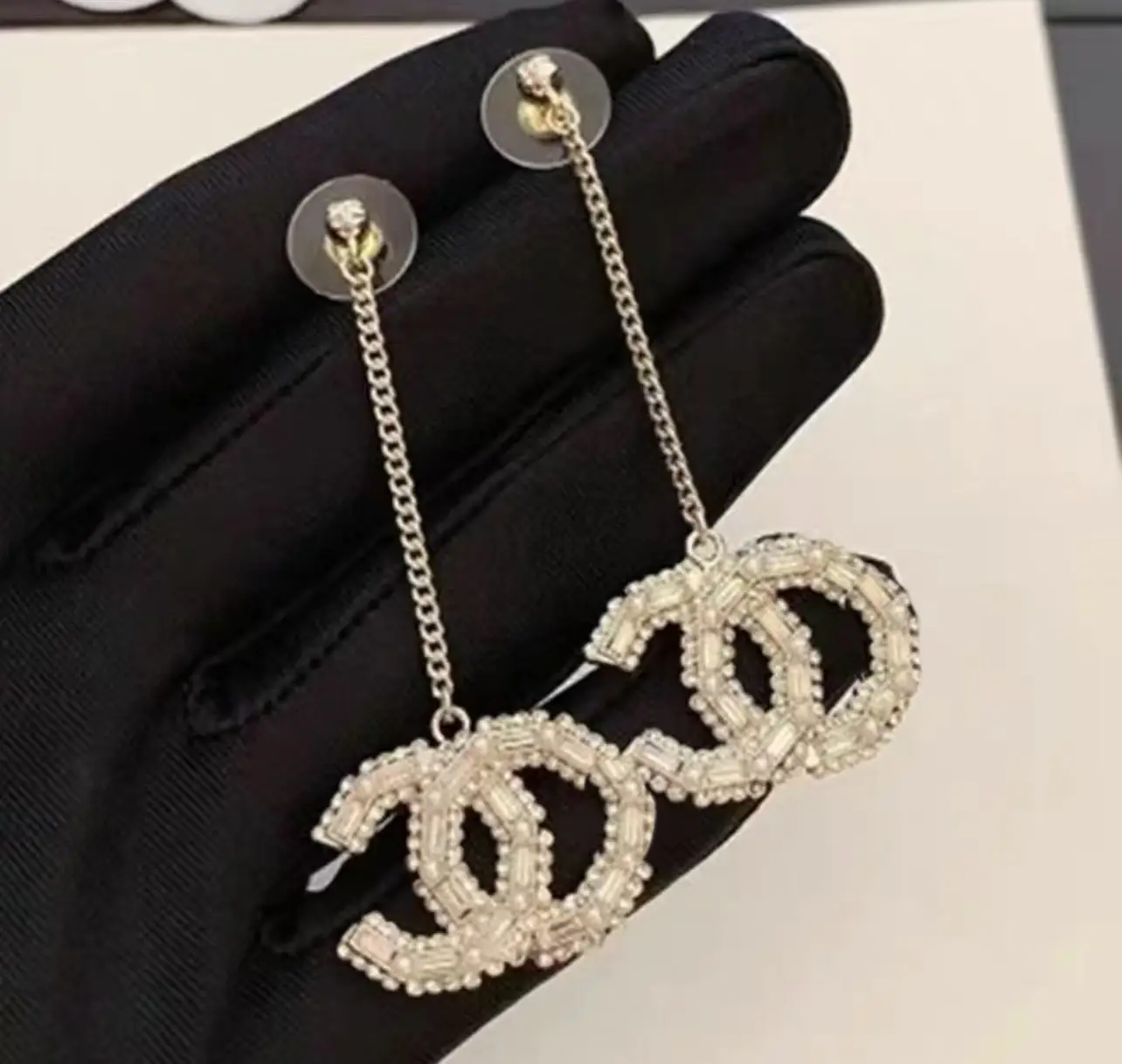 Chanel Double C Earrings Pearl 925 Silver - Image 40