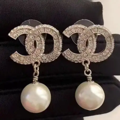 Chanel Double C Earrings Pearl 925 Silver - Image 7