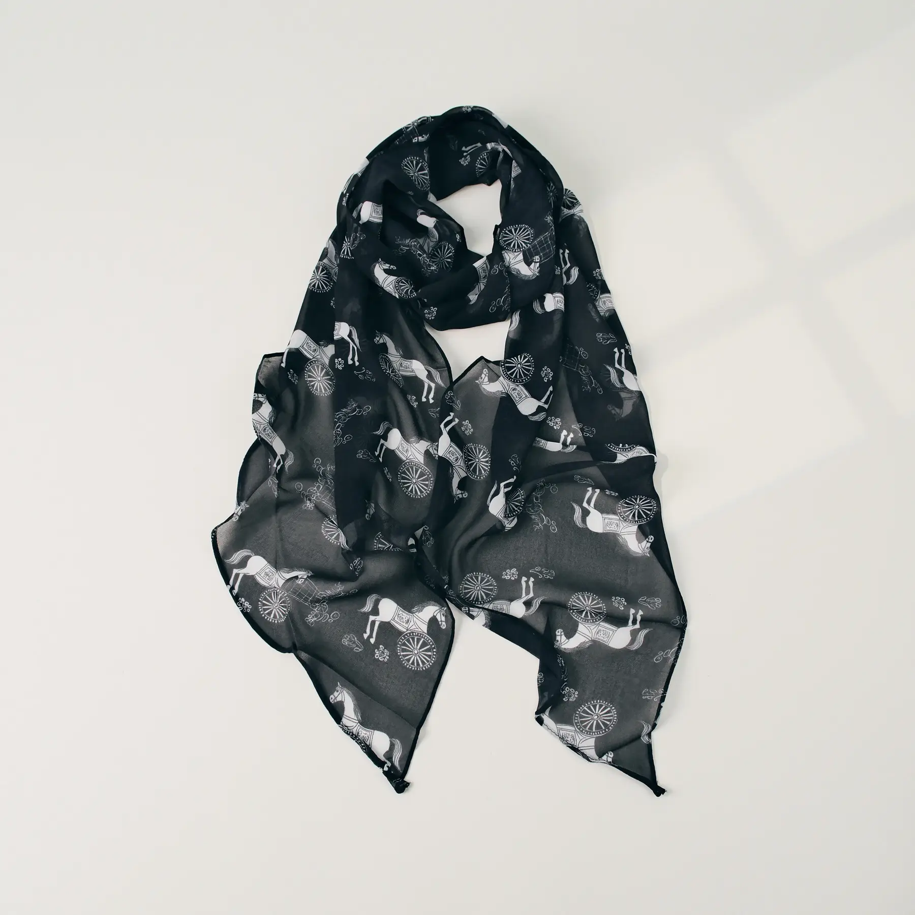 Women's Blue Floral Georgette Scarf Sun Protection - Image 13