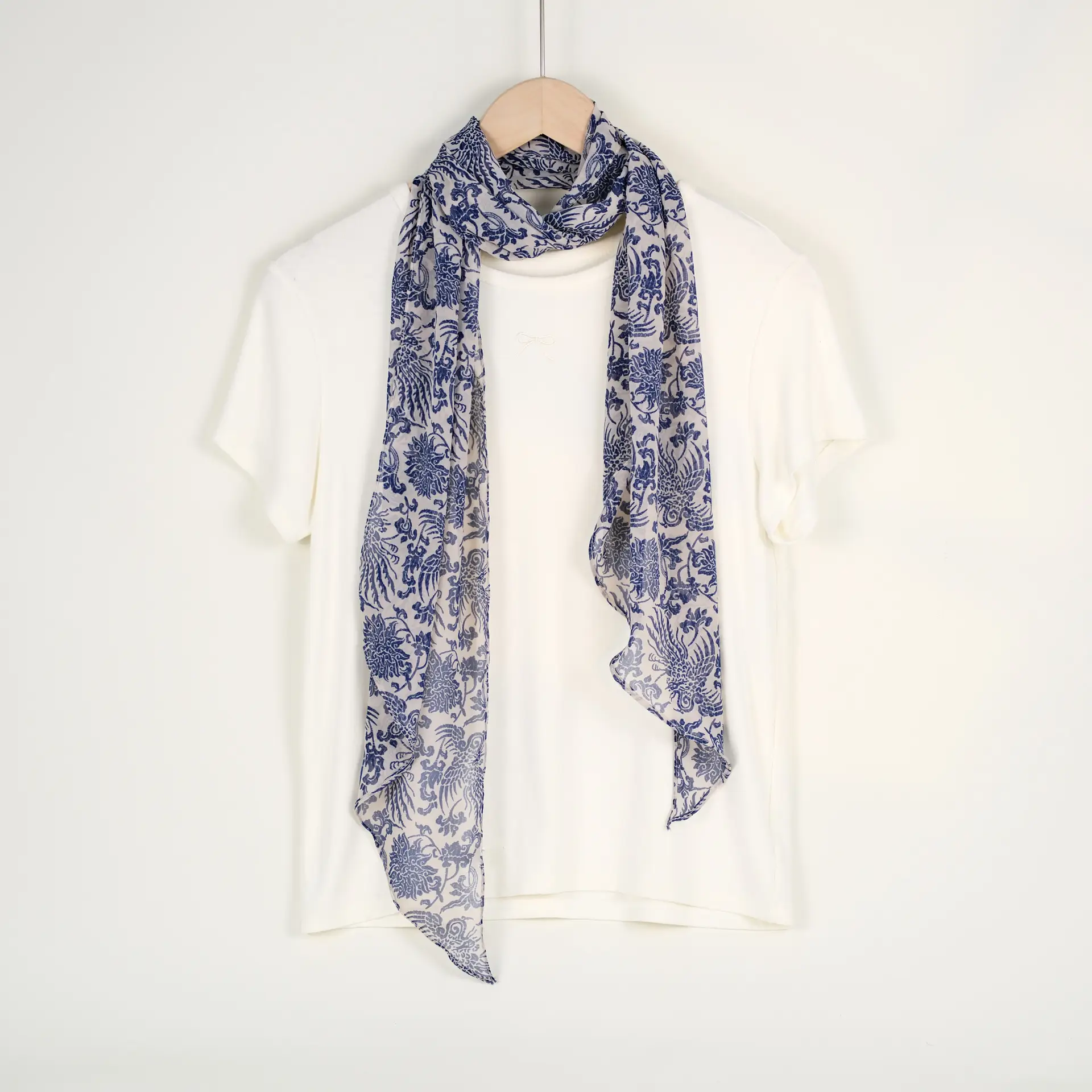 Women's Blue Floral Georgette Scarf Sun Protection - Image 14
