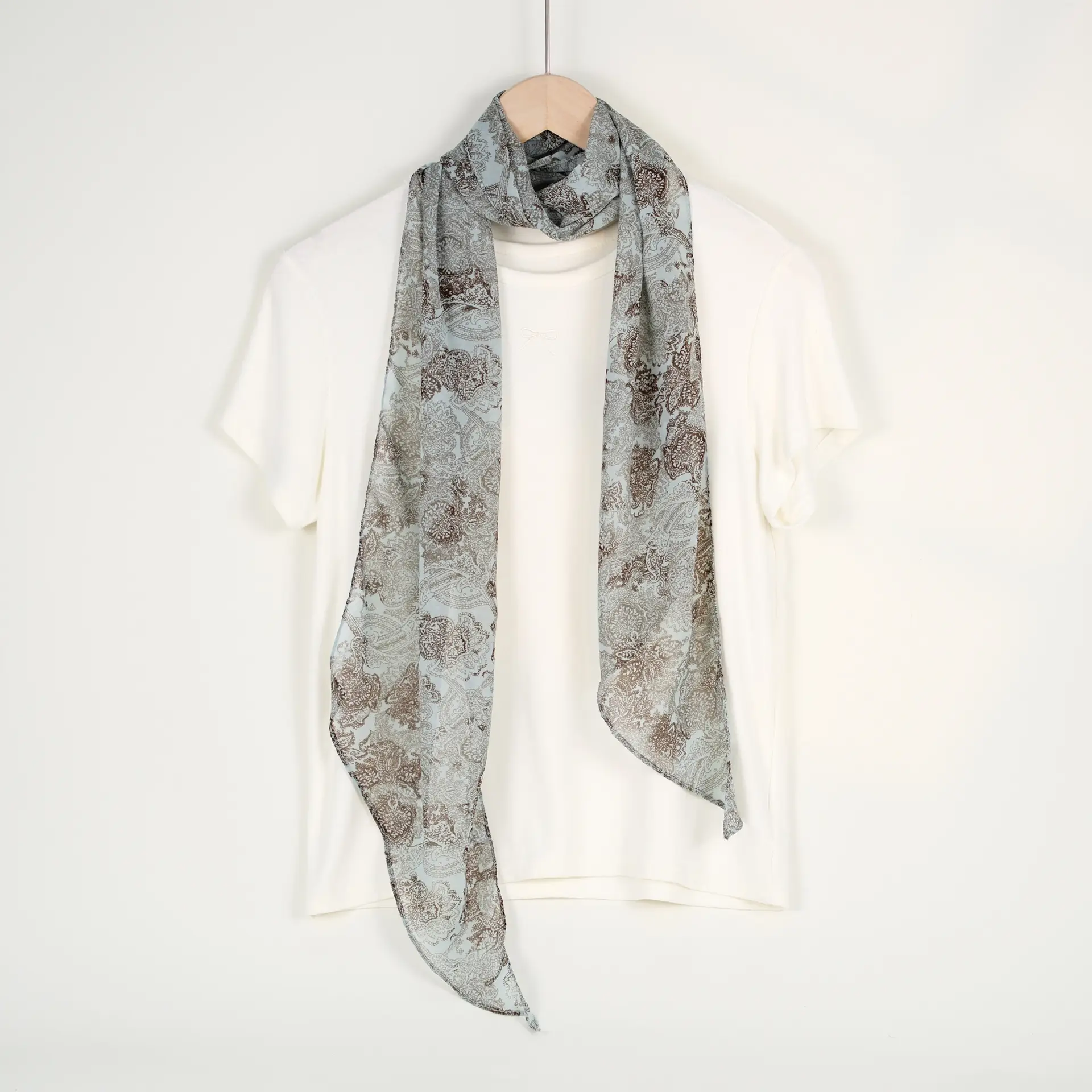 Women's Blue Floral Georgette Scarf Sun Protection - Image 16