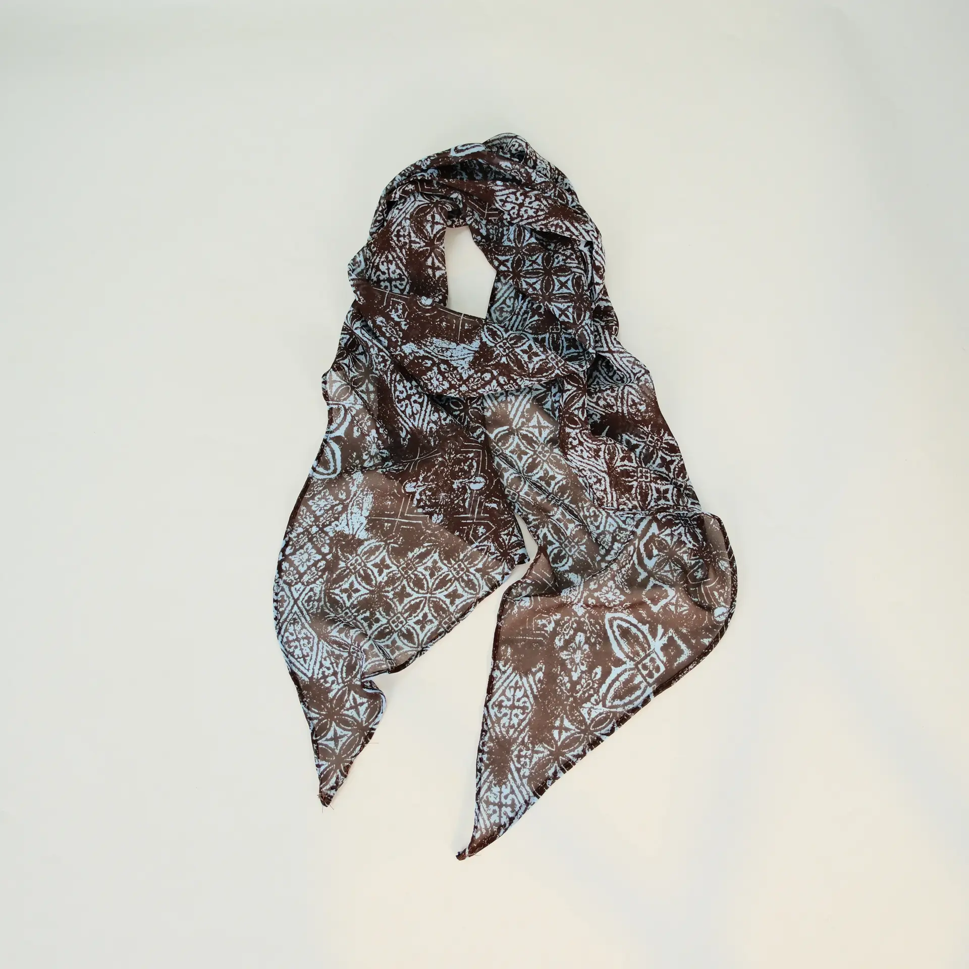 Women's Blue Floral Georgette Scarf Sun Protection - Image 32