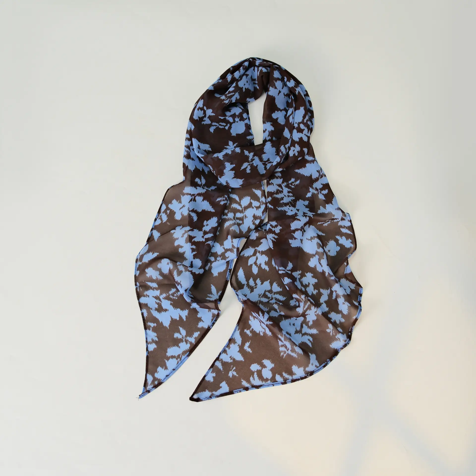 Women's Blue Floral Georgette Scarf Sun Protection - Image 33