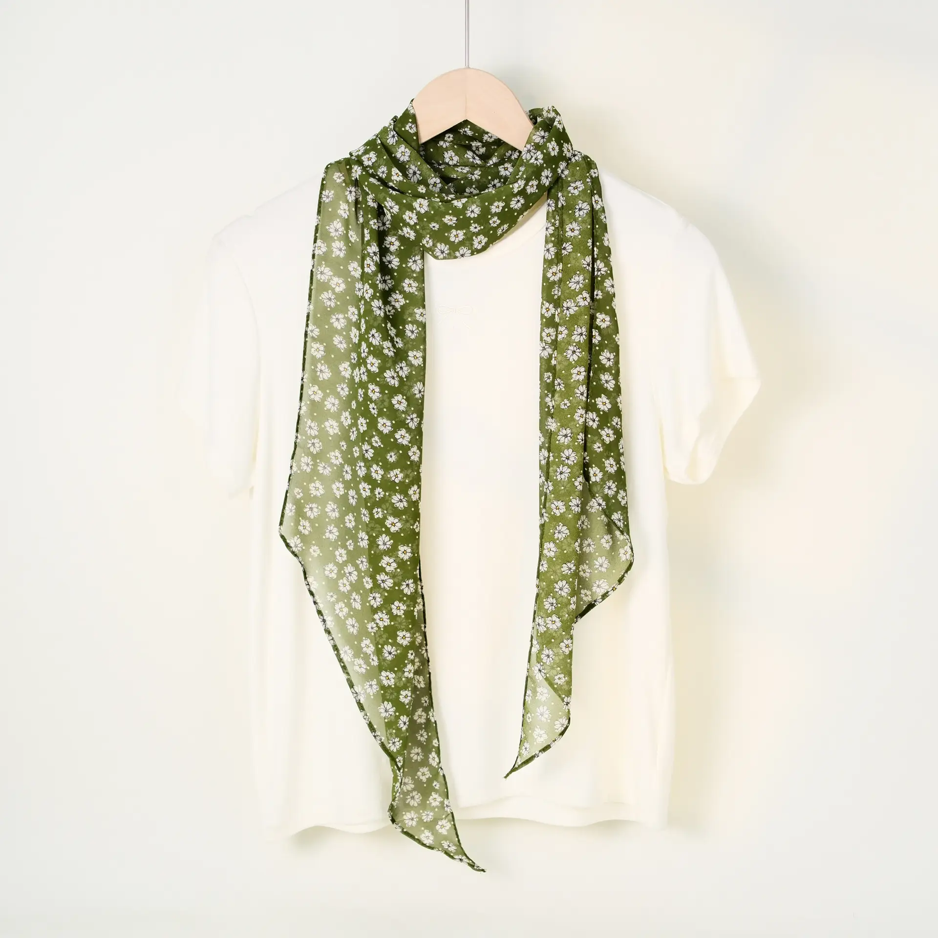 Women's Blue Floral Georgette Scarf Sun Protection - Image 5