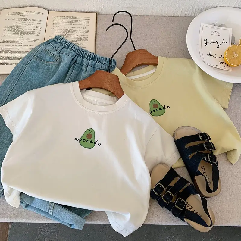 Boys T-Shirt Green Avocado Print Summer 2025