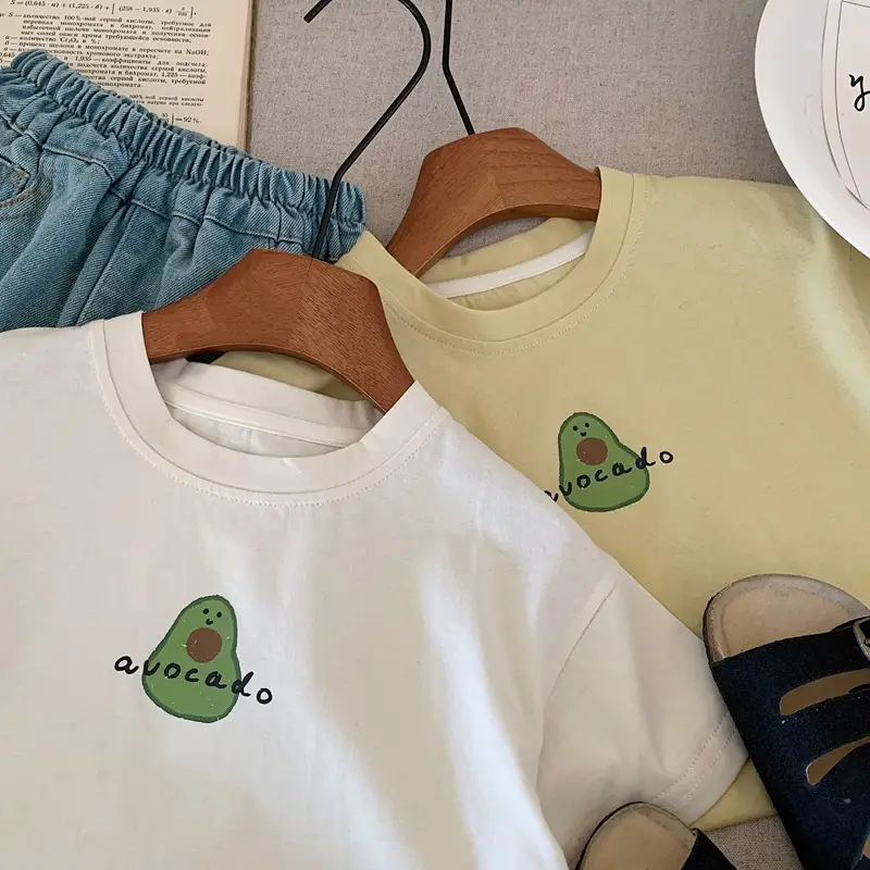 Boys T-Shirt Green Avocado Print Summer 2025