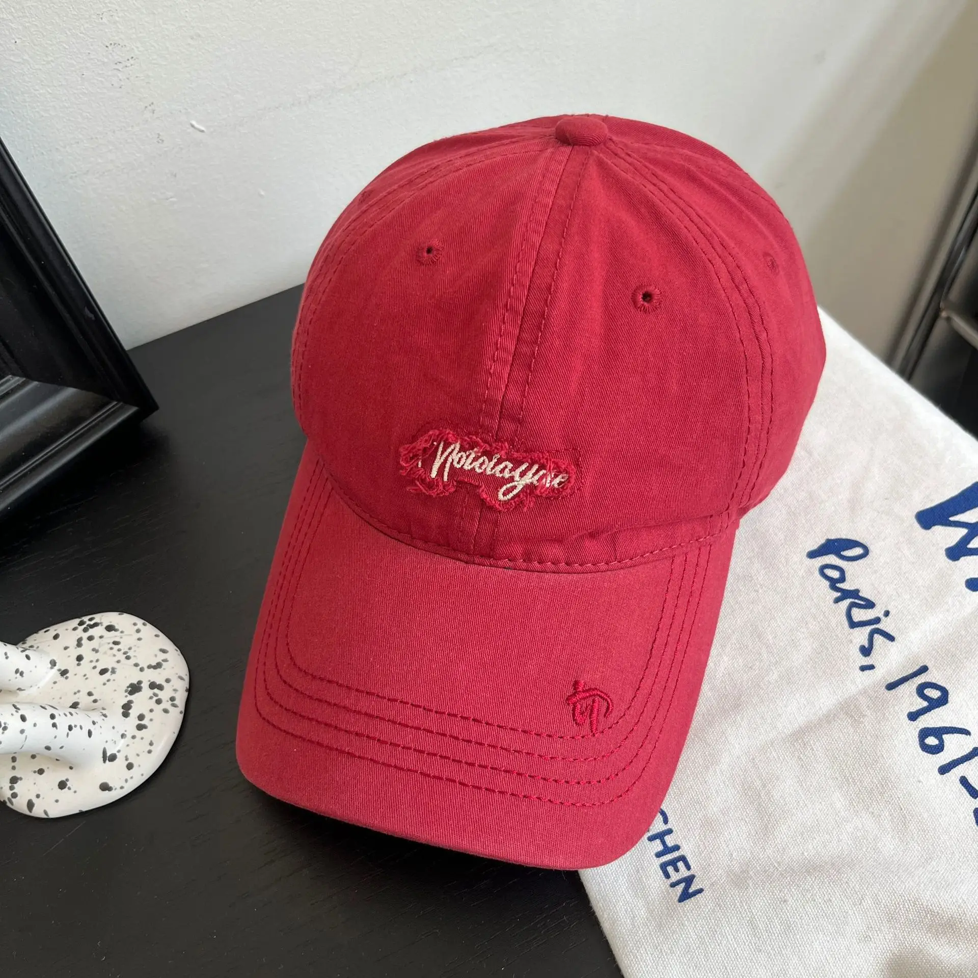 Women Pink Embroidered Baseball Cap Spring Autumn - Image 4