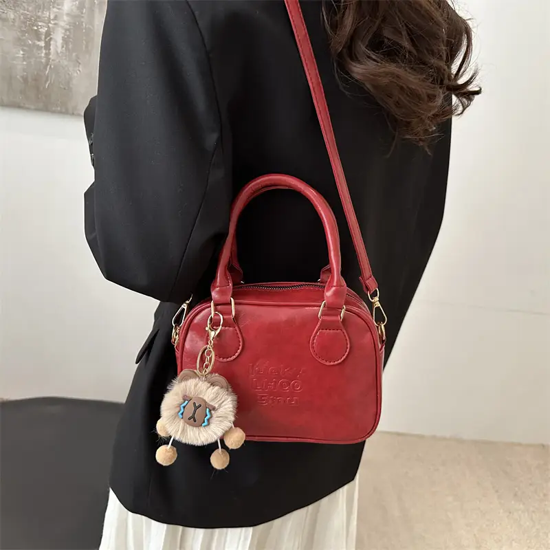Korean Satchel Bag Brown Leather Single Shoulder Crossbody 2025 - Image 7