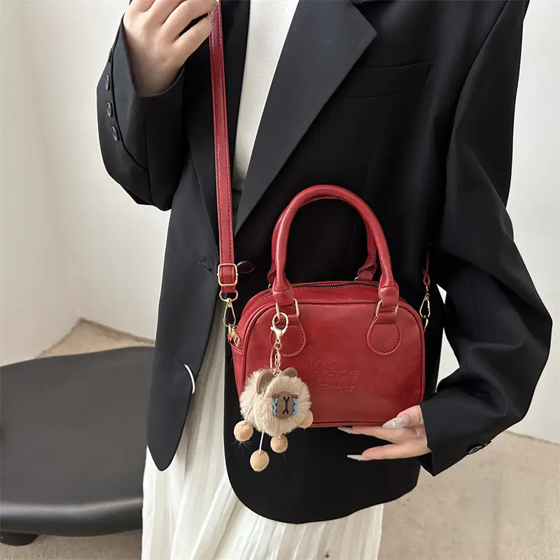 Korean Satchel Bag Brown Leather Single Shoulder Crossbody 2025 - Image 8
