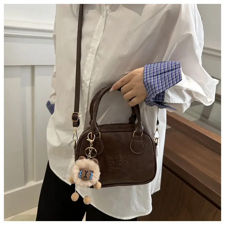 Korean Satchel Bag Brown Leather Single Shoulder Crossbody 2025 — feature 15