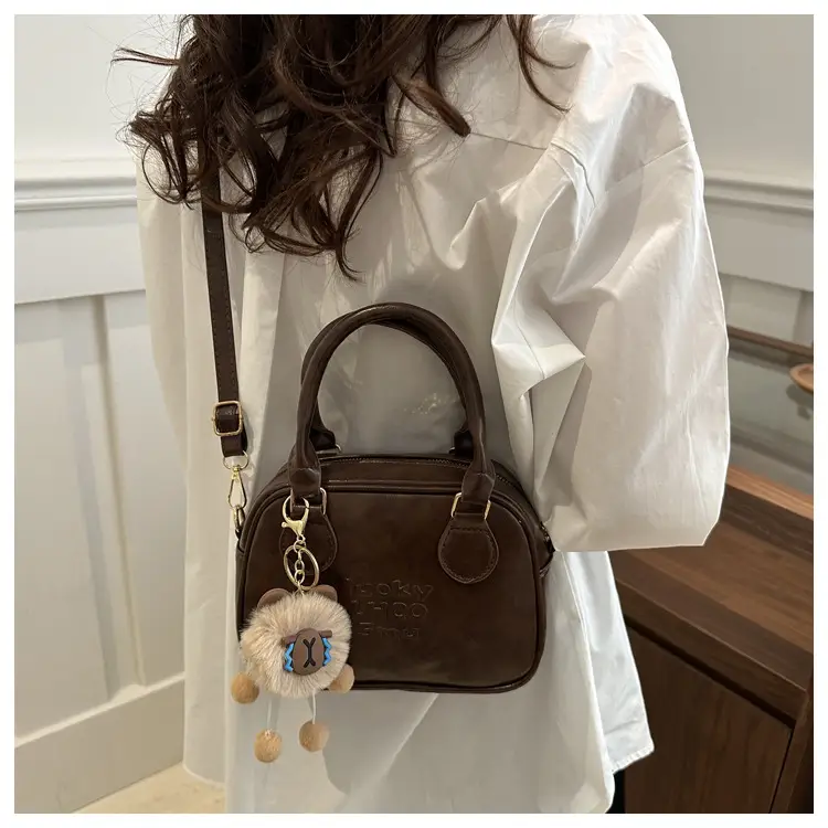 Korean Satchel Bag Brown Leather Single Shoulder Crossbody 2025 — feature 17