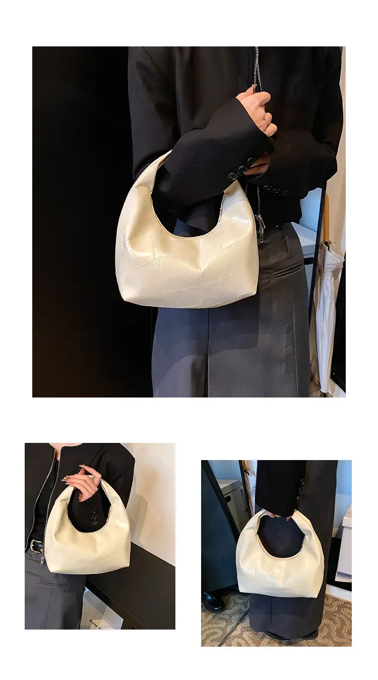 Black Leather Shoulder Bag Large Capacity Lazy Style — feature 11