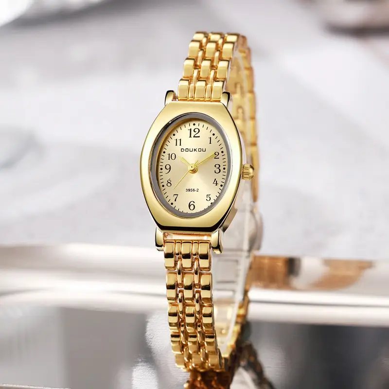Explosive new ladies watch women's fashion niche high-end sense golden oval student steel quartz watch
