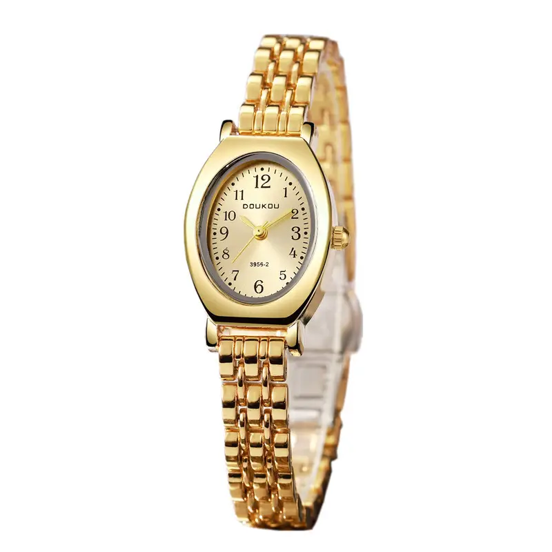 Explosive new ladies watch women's fashion niche high-end sense golden oval student steel quartz watch