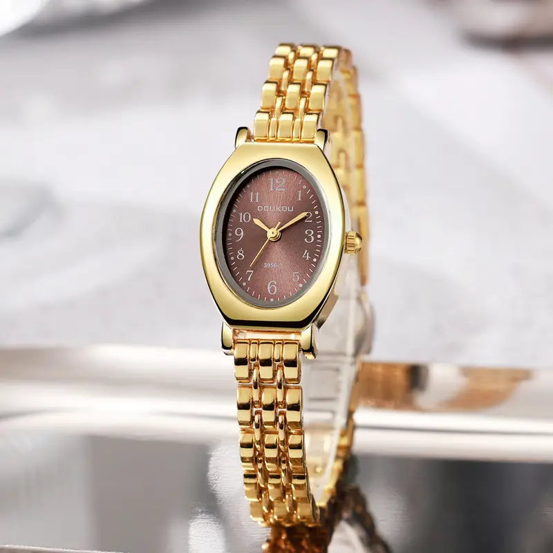 Explosive new ladies watch women's fashion niche high-end sense golden oval student steel quartz watch