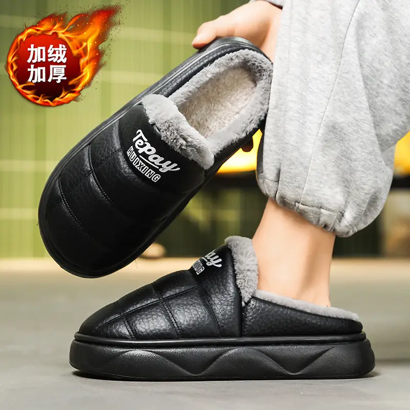 Cotton Slippers Men's Winter New Home Room Thickened Warm Men's Casual Half Pack Waterproof Wear-resistant Cotton Shoes - Image 7